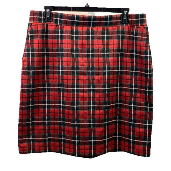 Croft & Barrow Womens Skirt Red Plaid Pull-On Stretch Pockets Christmas Sz 1X - Picture 1 of 10